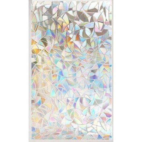 Film électrostatique pour fenêtres effet arc-en-ciel, film décoratif préservant l'intimité, film anti-UV 3D, idéal pour chambre, bureau, cuisine, maison, 44,5 x 200 cm (1/3)