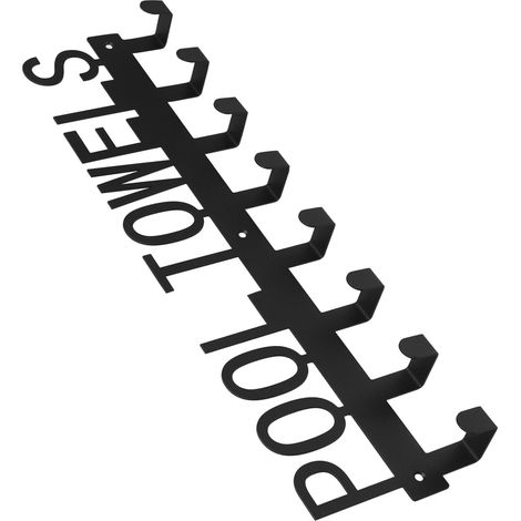 Porte-serviettes de piscine Ciieeo en métal noir sans clous avec (1/5)