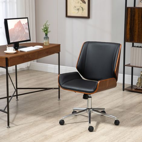 Sedia da ufficio dal design vintage, altezza regolabile, girevole a 360°, base cromata, 51 x 65,5 x 86-96 cm, grigia