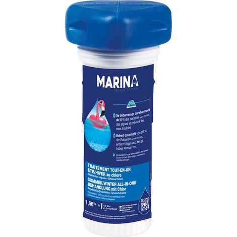 Traitement au chlore flottant 1 à 3 mois – Désinfection choc et régulière – Anti-algues – Pour bassins 30 à 60 m³ – Marina