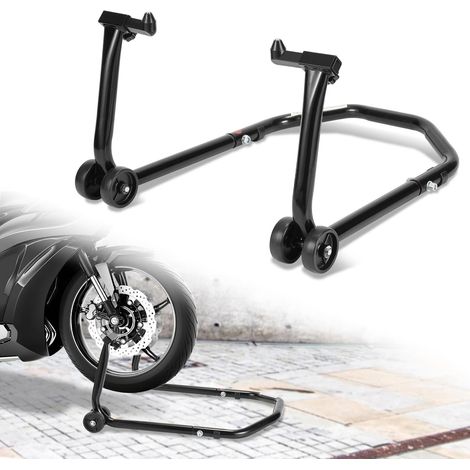 Support de moto avant, support de moto, support de montage pour moto jusqu'à 300 kg, élévateur de moto avant en acier, support de moto avec double rouleaux, support de moto haute stabilité (1/5)