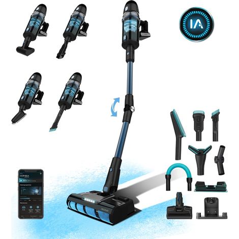 Aspirateur Balai sans Fil Conga Rockstar 9500 Connected Ergowet 3000 IA. 230 W, Intelligence Artificielle, App Mobile, Autonomie 90', Écran Numérique, Double Filtre, Accessoires (1/5)