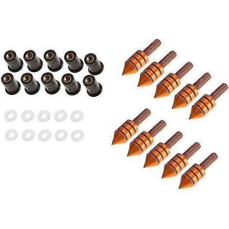 Kit de 10 vis, écrous et rondelles pour pare-brise de moto (pièces modifiées, livraison directe) - Orange (1/5)