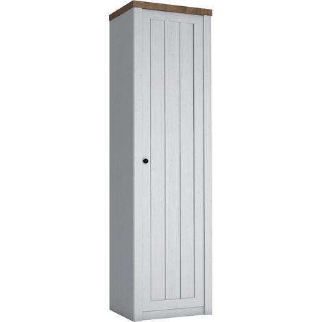 Schrank Léandre mit 1 Tür, Weiß und Holzoptik, 198.1cm