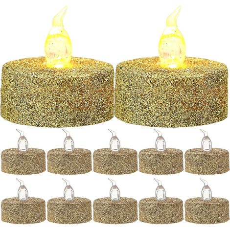Lot de 12 Bougies Chauffe-Plat LED sans Flamme à Piles Bougies Décoratives Jaunes Scintillantes Lampe à Bougie Électronique Rechargeable Éclairage Romantique pour Mariage et [Classe énergétique A] (1/5)