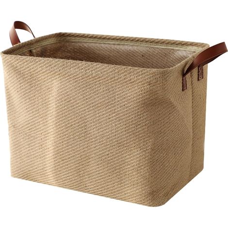 1 Panier De Rangement En Jute Pliable 38x27x28cm Avec Poignées Pour Maison Salle De Bain (1/5)