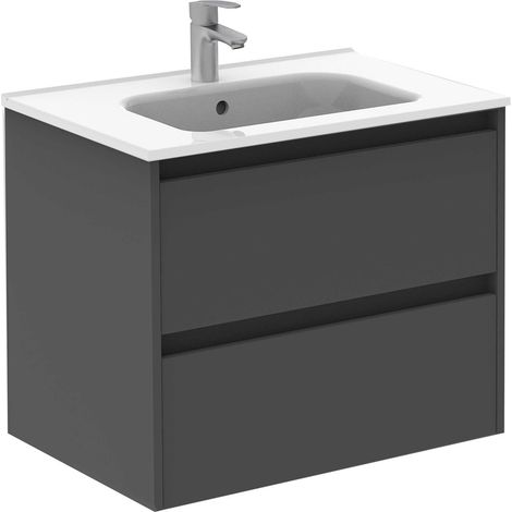 ROYO SANSA Mueble de Baño con Lavabo 2 Cajones Antracita Brillo - Medida: 70 cms - ref: C0072483 (1/2)