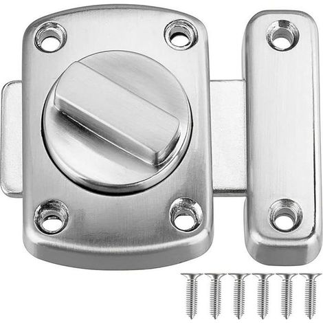 Loquet rotatif de sécurité en acier inox brossé 55 mm – verrou meuble/porte argent (1/4)