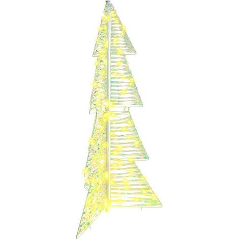 Sapin de Noël avec 100 lumières LED blanc chaud, 120 cm de long, en matériau PET. (1/5)