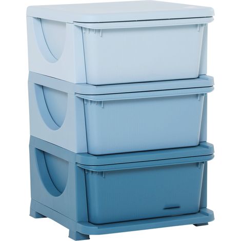 Cassettiera per Cameretta 3 Cassetti 37x37x56,5 cm in Plastica Blu (1/5)
