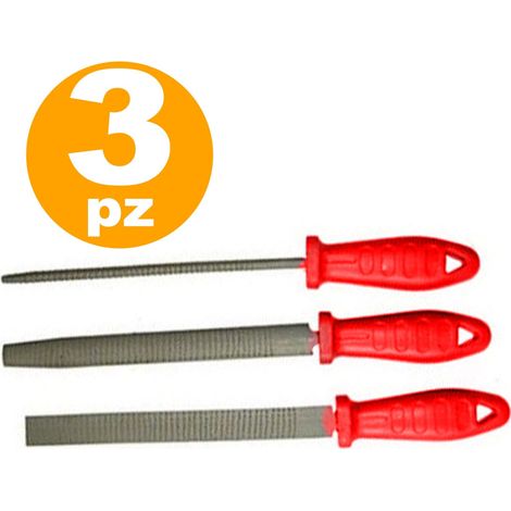 Trade Shop - Set Lime E Raspe Lima Raspa Per Metallo Ferro Legno 3pezzi 200mm Limatura -