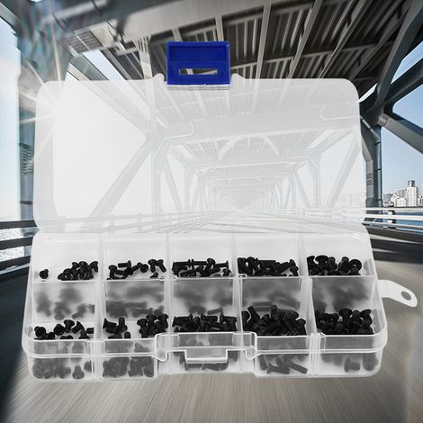 Vis à tête plate cruciforme en acier au carbone noir pour l'industrie électronique (250 pièces) (1/5)