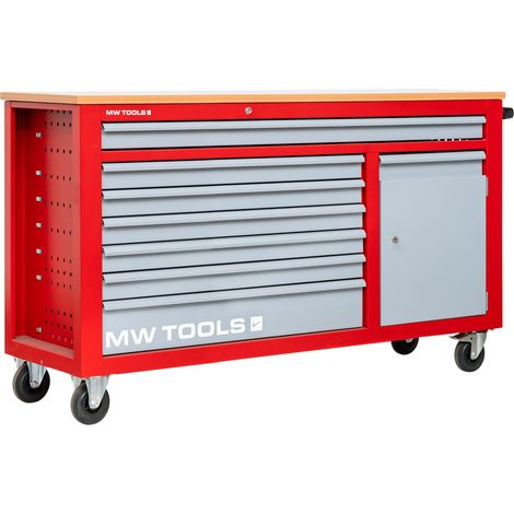 Mw Tools – Servante d'atelier roulante 7 tiroirs 1 armoire – Construction acier soudé – Capacité tiroirs 40 kg – Hauteur de travail 1020 mm – GW307K (1/5)