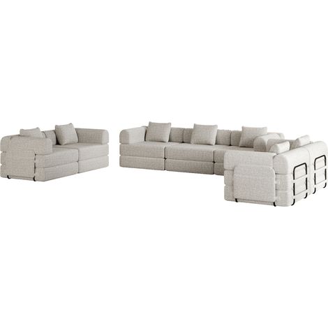 Canapé convertible 2-en-1 avec rangement dans l'accoudoir et structure métallique (1/5)