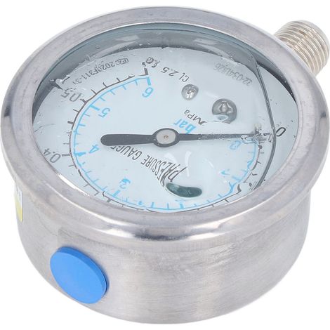 Manomètre vide à cadran transparent boîtier inox 1/4 NPT précision 2.5 0 à 0.6 MPa (1/5)