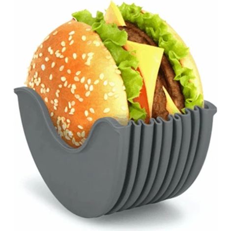 Support à burger réutilisable, boîte de maintien pour hamburger, moule silicone extensible anti-salissure (1/2)