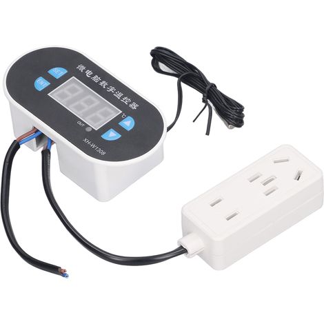Thermostat numérique LED Contrôleur de Température Chauffage Refroidissement Sonde Étanche Interrupteur 110-220V (1/5)