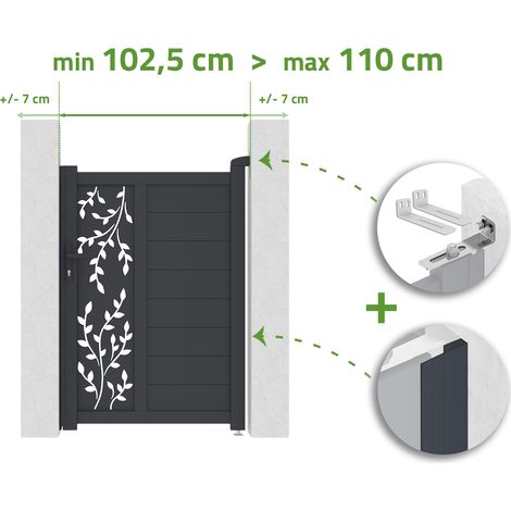 Tor, verstellbar in der Breite 1 m, FOLYA H. 140 cm, graues Aluminium
