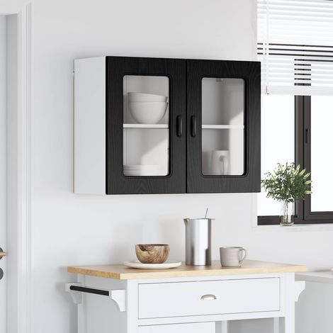 Küchenschrank Kalmar Schwarz Eichen-Optik 80 x 31 x 60 cm