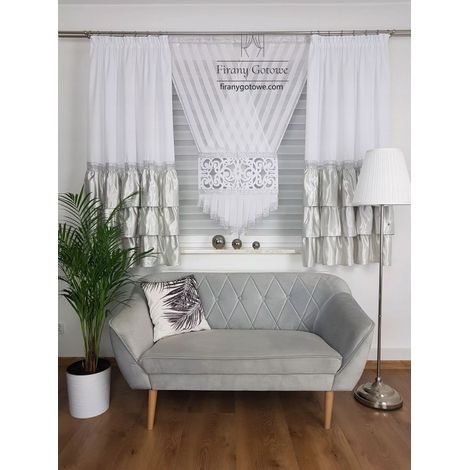 Conjunto decorativo con panel y cortinas - blanco (1/5)