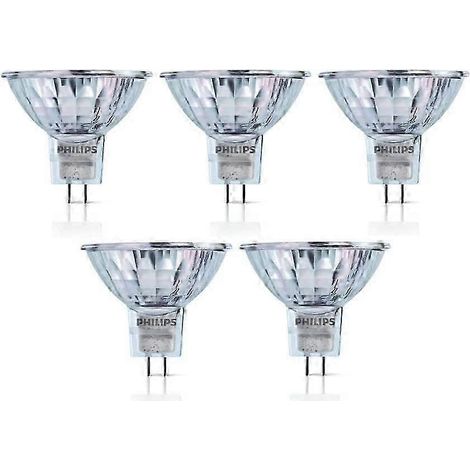 Lot de 5 ampoules halogènes Philips 12V MR16 50W GU5.3 36D 4000h à intensité variable dichroïque 58845100 (1/4)