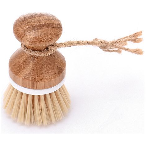 BEBUSINGOTO Brosse de nettoyage en bambou anti-rayures, épurateur de vaisselle pour cuisine, salle de bain-parfait pour nettoyer les casseroles et poêles robustes, 1 paquet (1/3)