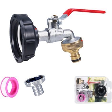 Vanne de vidange IBC 3/4 pouce pour réservoir de 1000 L, tuyau IBC S60x6, raccord IBC en laiton, compatible avec robinet de réservoir, réservoir d'eau de pluie et accessoires pour réservoir IBC. (1/5)