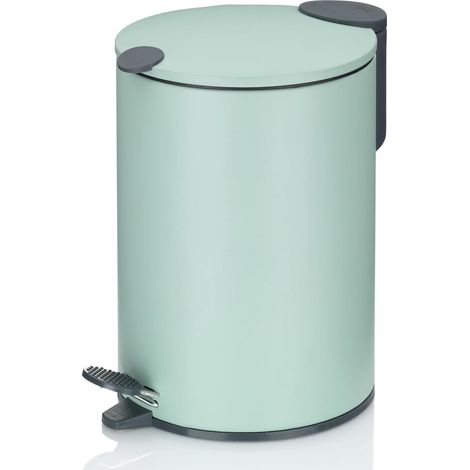 Seau à cosmétiques 3l vert mat, couvercle Silent-Close, poubelle à pédale salle de bains MATS, poubelle de salle de bains avec seau intérieur et anse de transport (1/5)