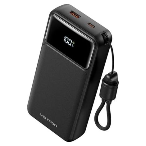 Powerbank 20000mAh Vention XGYB0-40-TY/ 22.5W/ Negra/ Incluye Cable USB Tipo-C