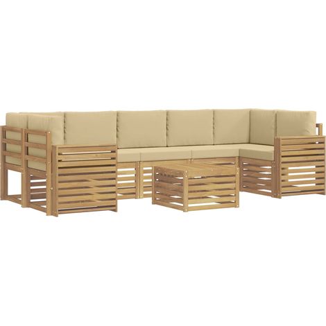 Ensemble de canapés d'extérieur 8 pc Blanc et Beige Polyester vidaXL