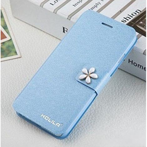 Elegante e sottile custodia a libro in similpelle con scomparto per carte e funzione di supporto, colore blu, per Samsung Galaxy S7 Edge 5.5". (1/5)