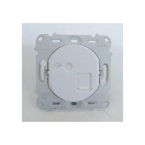 Schneider Electric – Prise RJ45 Cat 5E UTP encastrée – Support et enjoliveur blanc – Compatible infraplus – Montage par vis – 71x71mm