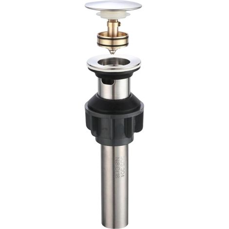 Bouchon vidange lavabo - inox - bouton-poussoir - anti-fuite (1/5)