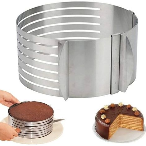 Coupe-gâteaux à étages, anneau ajustable pour 7 couches de mousse, pour découper facilement les bases de gâteaux, moule à pain rond fait maison (1/5)
