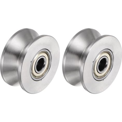 2Pièces Roue à Gorge en V, 1,89" en Acier Inoxydable 201, avec Double Roulement à Billes pour Rail Inversé, Machines Industrielles, Portail Coulissant (1/5)