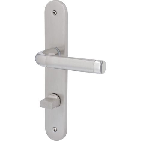 Alpertec WC-Langschildgarnitur Lea Edelstahl Bi-Colour abgerundet Beschläge