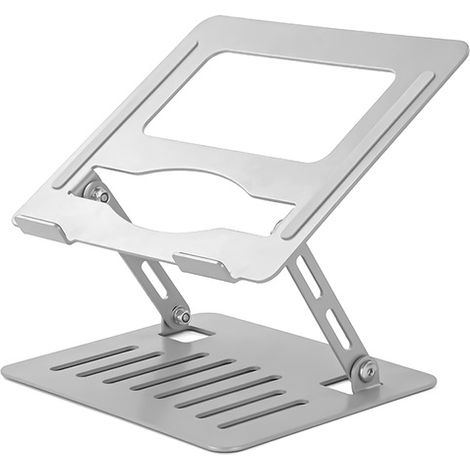 Soporte para portátil Alogy para MacBook y tablet de 17", plegable y ajustable, de aluminio, 25 x 21,5 cm, color plata. (1/5)