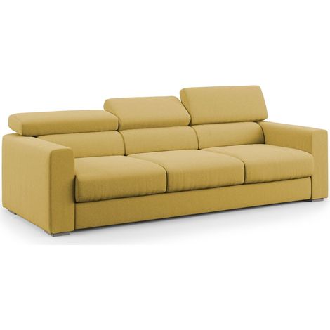 Dylan Divano a 3 sedute con estraibile a cassettone in tessuto simil cotone impermeabile T13 240 cm giallo