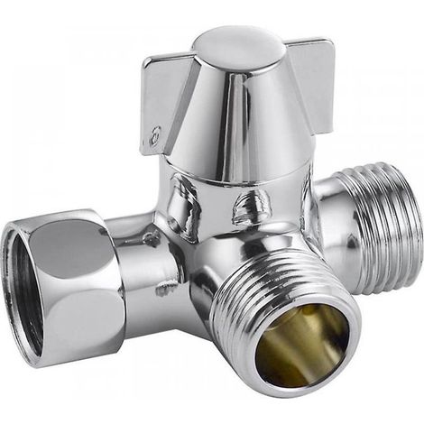 1 bras de douche, inverseur à 3 voies en laiton massif, raccord G1/2, finition chrome poli, pour pomme de douche et robinetterie standard (1/5)