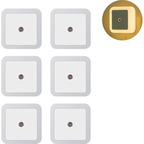 Lot de 6 veilleuses LED, à brancher, avec capteur crépusculaire intelligent. Idéales pour la chambre, la salle de bain, les toilettes, les escaliers, la cuisine, le couloir, pour enfants et adultes. V (1/5)