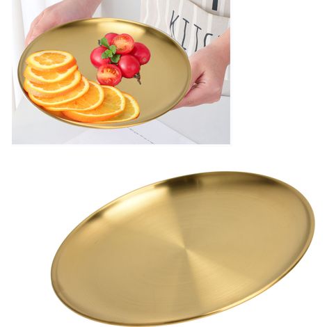 Runde Edelstahl-Grillplatte für Fleisch und Gemüse – Gold, 23 cm (1/5)