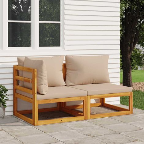 2-tlg. Garten-Sofa-Set mit Kissen Massivholz Akazie (1/5)