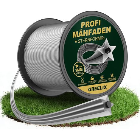 Brush Cutter Wire 2 mm x 120 m, Star Profile Cutting Wire Strimmer Wire Reinforced Nylon Strimmer Wire for Strimmer and Trimmer, Net Cut