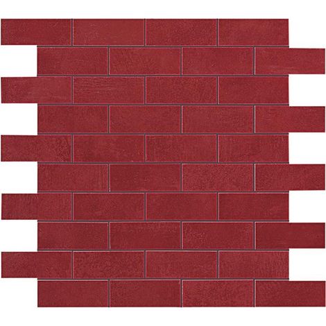 Mosaïque effet Béton Rouge 7,5x2,9 cm Brick 30,5x30,5x0,85 cm Mat Gravino - Mur intérieur (vendu par carton de 0,558 m²) - RO'MA CARRELAGE