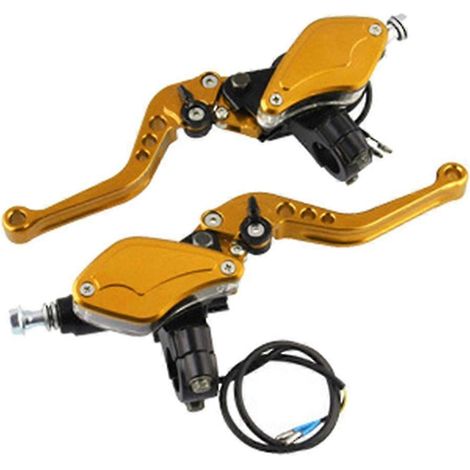 Paire de maîtres-leviers de frein hydrauliques doubles pour moto, 22 mm, 50-300 cm³ - Doré (1/5)