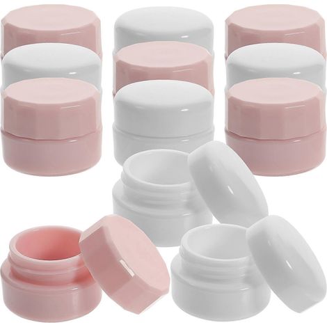 Lot de 12 petits pots cosmétiques rechargeables en plastique, contenants à maquillage vides avec couvercles. (1/2)