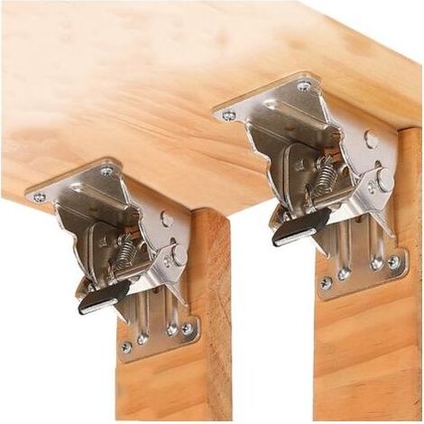 2 supports pliables, charnières autobloquantes, pieds et entretoises pliables pour meubles, charnières pour tables, lits et mécanismes de meubles, argent (1/5)