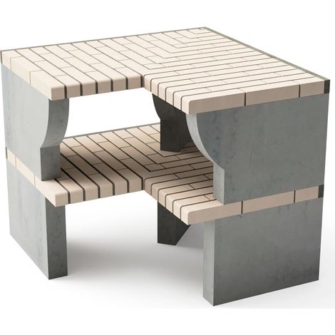 MOVELAR - Rincón Bailén Plus para Barbacoa de Obra Prefabricada (Beige, Gris - 95 x 58 x 58 cm) - Uso en Exteriores (1/2)