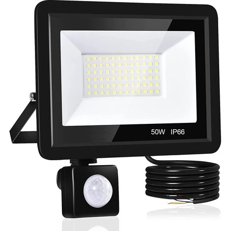 MINKUROW Foco Led Con Sensor De Movimiento De 50 W, 6500 K, Superbrillante, 5000 Lm, Para Exteriores, Ip66, Impermeable, Blanco Frío, Luz De Seguridad Para Alumbrado Público De Garaje (1/5)