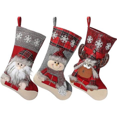3 pcs chaussette de Noël, décoration de Noël, sac cadeau de Noël (1/5)
